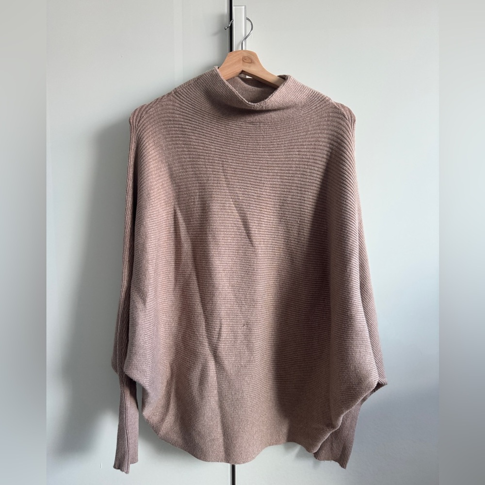 Philosophy Tan Cowl Neck Sweater with Batwing Sleeves XL
